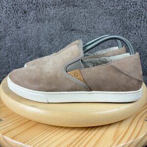 Olukai Shoes Pehuea Heu Loafer Womens Size 9 Suede Australian Sheep Fur Lined